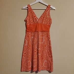 Patagonia Tank Sun Dress Women's S Coral Orange White Floral Empire